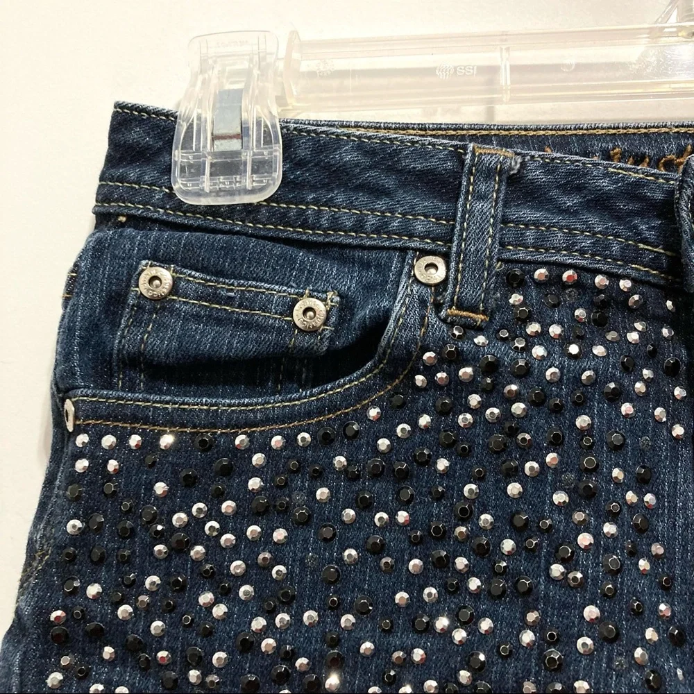 Justice Girls Blue Studded Jean Shorts Denim Jorts